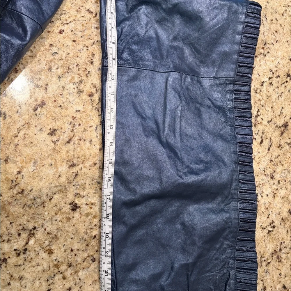 Vintage Metallic Blue Leather Pants